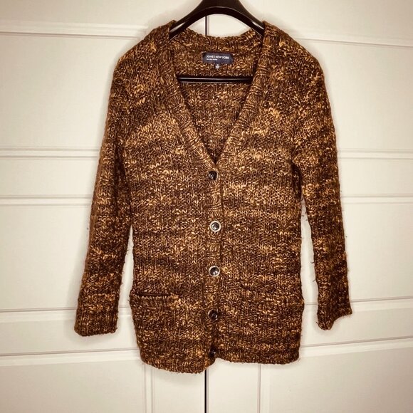 Jones New York Brown Marled Button-Front Cardigan Sweater (Medium) - Picture 2 of 11